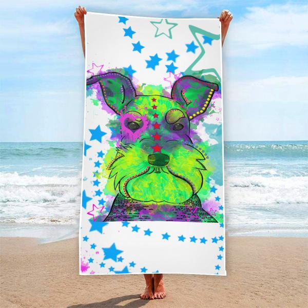 Badehandtuch Fido – Popart-Hundemotiv, 75x165 cm, 100 % Polyester, weich & schnelltrocknend